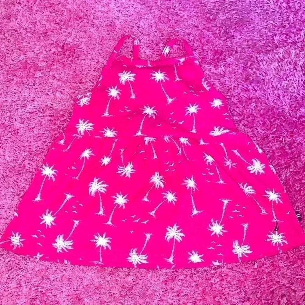 Nautica Pink White Palm Tree Toddler Dress Size 2T